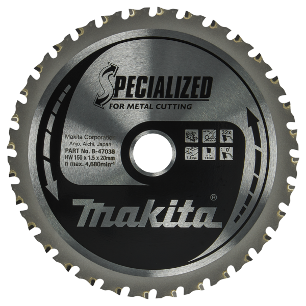 Makita B-47036 Cirkelzaagblad - 150 X20 X 32T - Metaal - Detailed view of the product