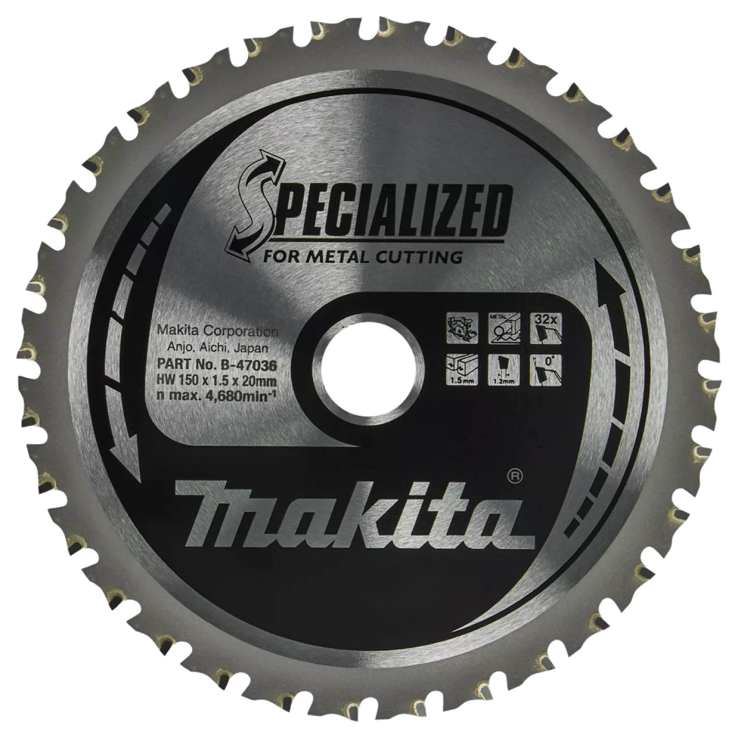 Makita B-47036 Cirkelzaagblad - 150 X20 X 32T - Metaal thumbnail 4