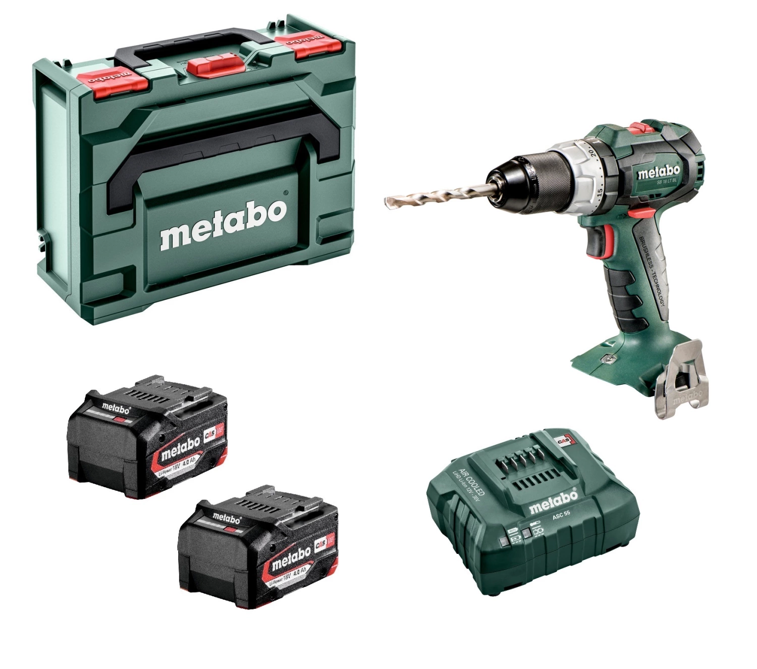 Metabo SB 18 LT BL 18V Accu Klopboor- /schroefmachine Set (2x Li-Power 4.0Ah Accu) In MetaBOX - Koolborstelloos