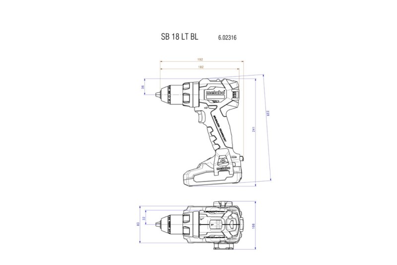 Metabo SB 18 LT BL 18V Accu Klopboor- /schroefmachine Set (2x Li-Power 4.0Ah Accu) In MetaBOX - Koolborstelloos - Detailed view of the product