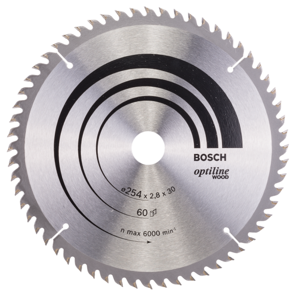 Bosch 2608640444 Optiline Cirkelzaagblad - 254 X 30 X 60T - Hout