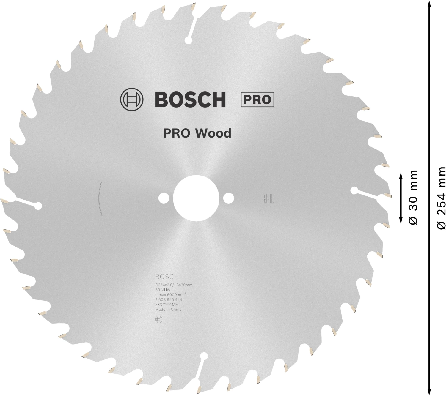 Bosch 2608640444 Optiline Cirkelzaagblad - 254 X 30 X 60T - Hout thumbnail 4