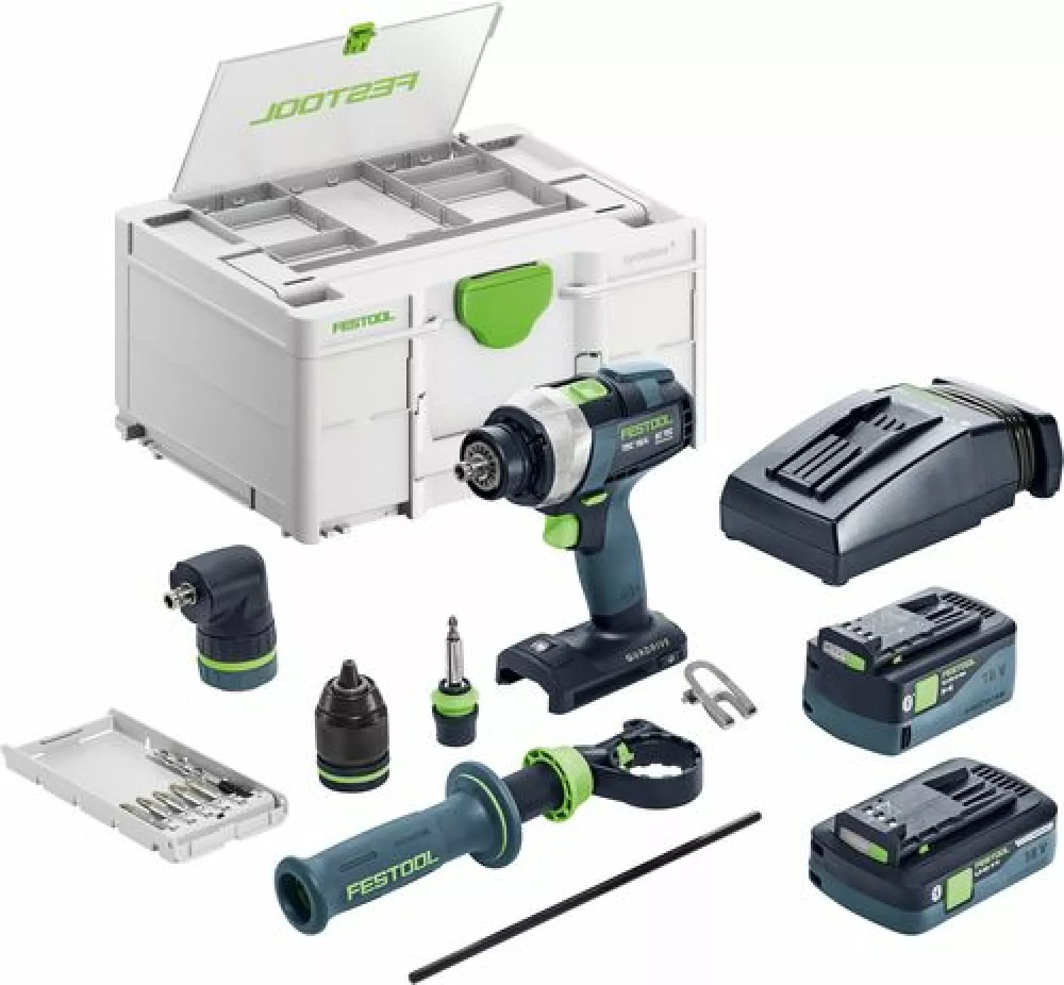 Festool TDC 18/4 5,0/4,0 I-Set 18V Li-Ion Accu Schroefboormachine Set (1x 4,0Ah&1x 5,0Ah) Incl. Boorkoppen In Systainer - 75Nm
