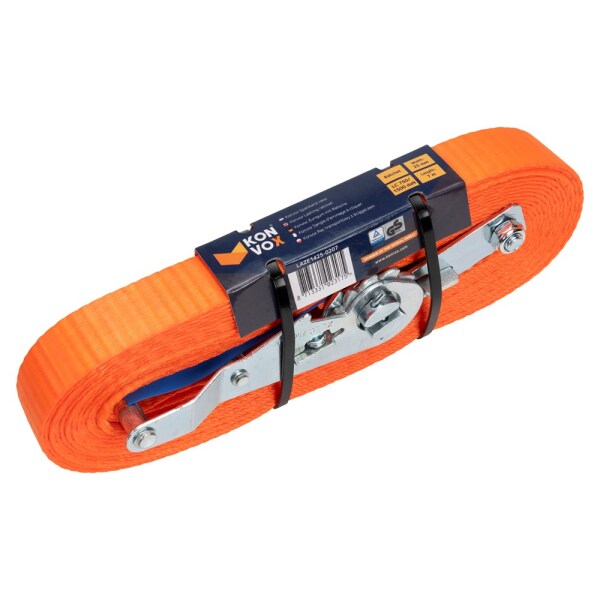 Konvox LAZE1425-0207 Spanband Eindloos Met Ratelgesp HD - 7m X 25mm - 1500 DaN - Oranje - Detailed view of the product