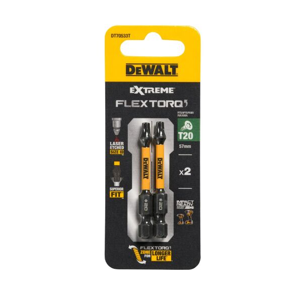 DeWALT DT70533T T20 Extreme Impact Torsion Schroefbits - 50mm (2st) - Detailed view of the product