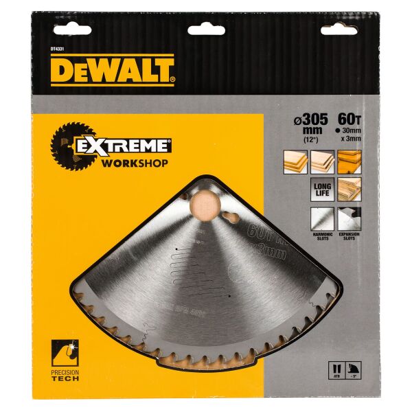 DeWALT DT4331 Extreme Cirkelzaagblad - 305 X 30 X 60T - Multiplex / Hout / MDF - Detailed view of the product