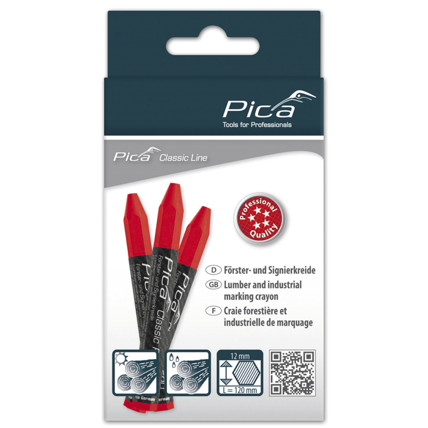 Pica 590/40 PRO Markeerkrijt - Rood - 12 X 120mm (12st) thumbnail 2