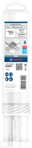 Bosch 2607017515 PRO 5-delige SDS Plus-4C Beitel- En Borenset - Detailed view of the product