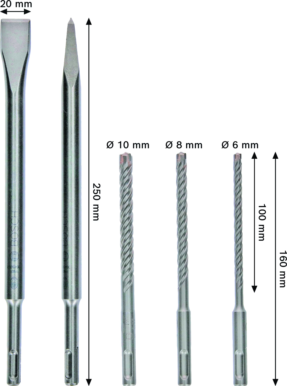 Bosch 2607017515 PRO 5-delige SDS Plus-4C Beitel- En Borenset thumbnail 4
