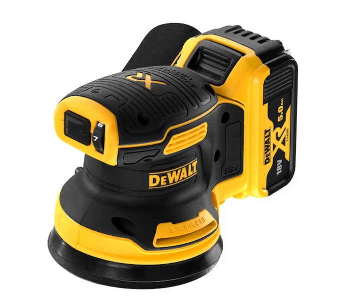 DeWALT DCW210P2 54V Li-ion XR FlexVolt Accu Excentrische Schuurmachine Set (2x 5.0Ah) In TSTAK - 125mm - Koolborstelloos - Detailed view of the product