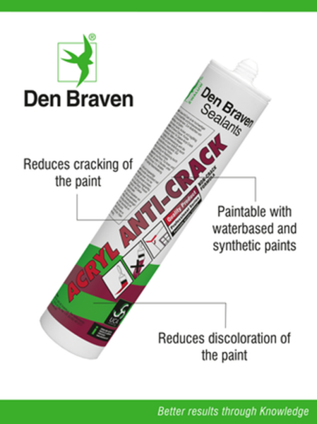 Zwaluw Den Braven 11615201 Acryl Anti-Crack Acrylaatkit - Wit - 310ml - Detailed view of the product