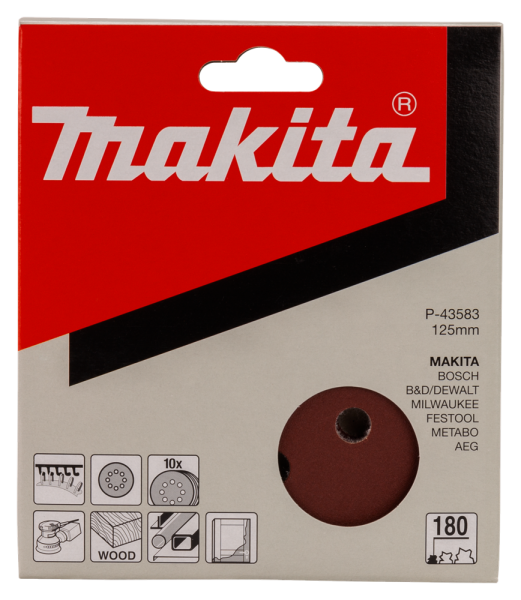 Makita P-43583 Schuurschijf Red - K180 - 125mm (10st) - Detailed view of the product