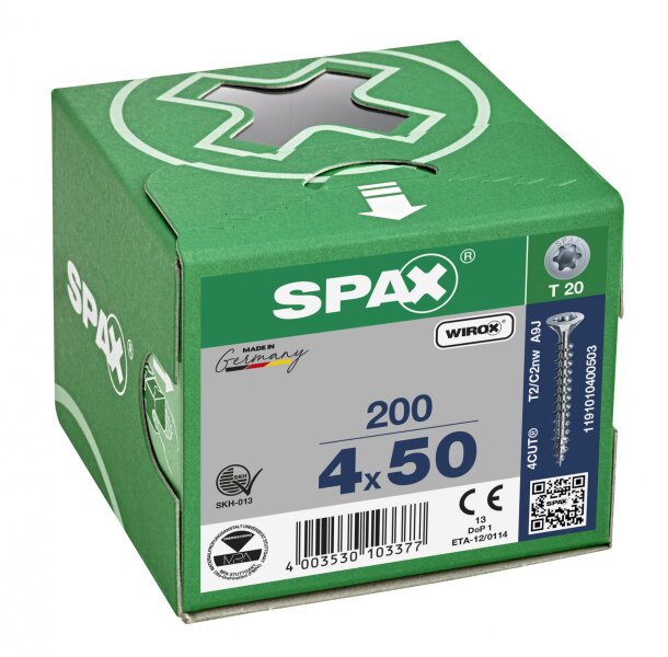 SPAX 4-Delige Universele Schroefset - T-STAR Plus T20 - Platverzonken Kop - Voldraad - WIROX (800st) - Detailed view of the product