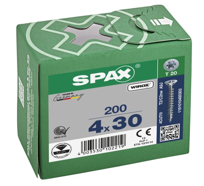 SPAX 4-Delige Universele Schroefset - T-STAR Plus T20 - Platverzonken Kop - Voldraad - WIROX (800st) - Detailed view of the product