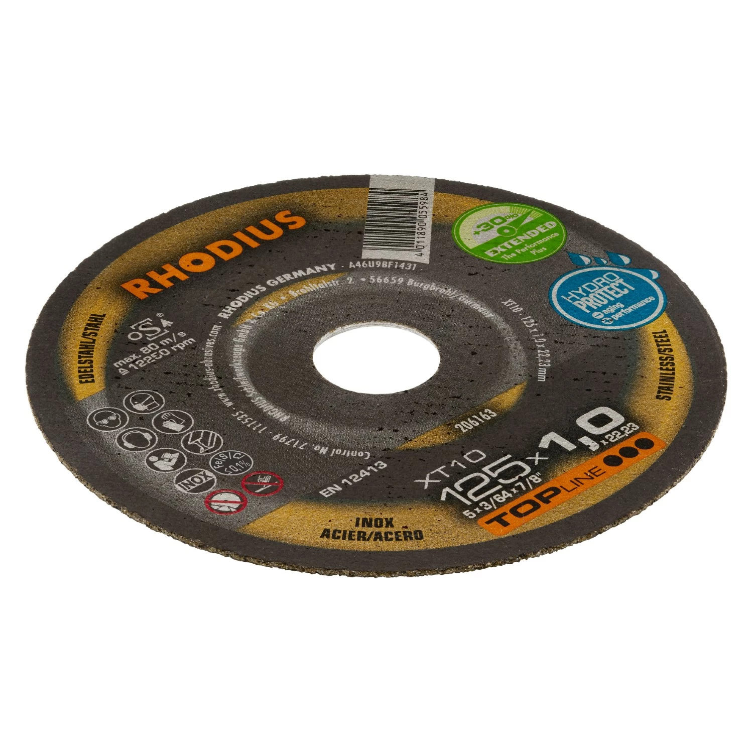 Rhodius 206163 XT10 TOPline Lll Doorslijpschijf Extra Dun 125 X 22,23 X 1,0mm (50 St) thumbnail 3