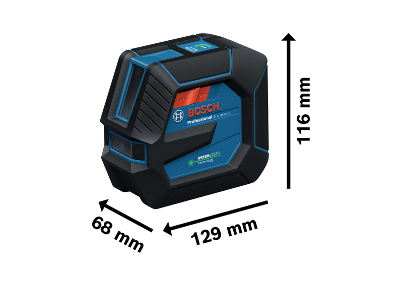 Bosch GLL 20-22 G Kruislijnlaser In Tas - Groen - 20m - 2 Lijnen - IP65 - Detailed view of the product