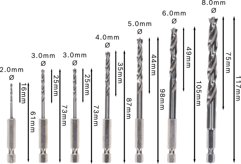 Bosch 2607019923 7-delige Robust Line Houtspiraalboor Set In Cassette - 2-8mm - Zeskant Opname - Detailed view of the product