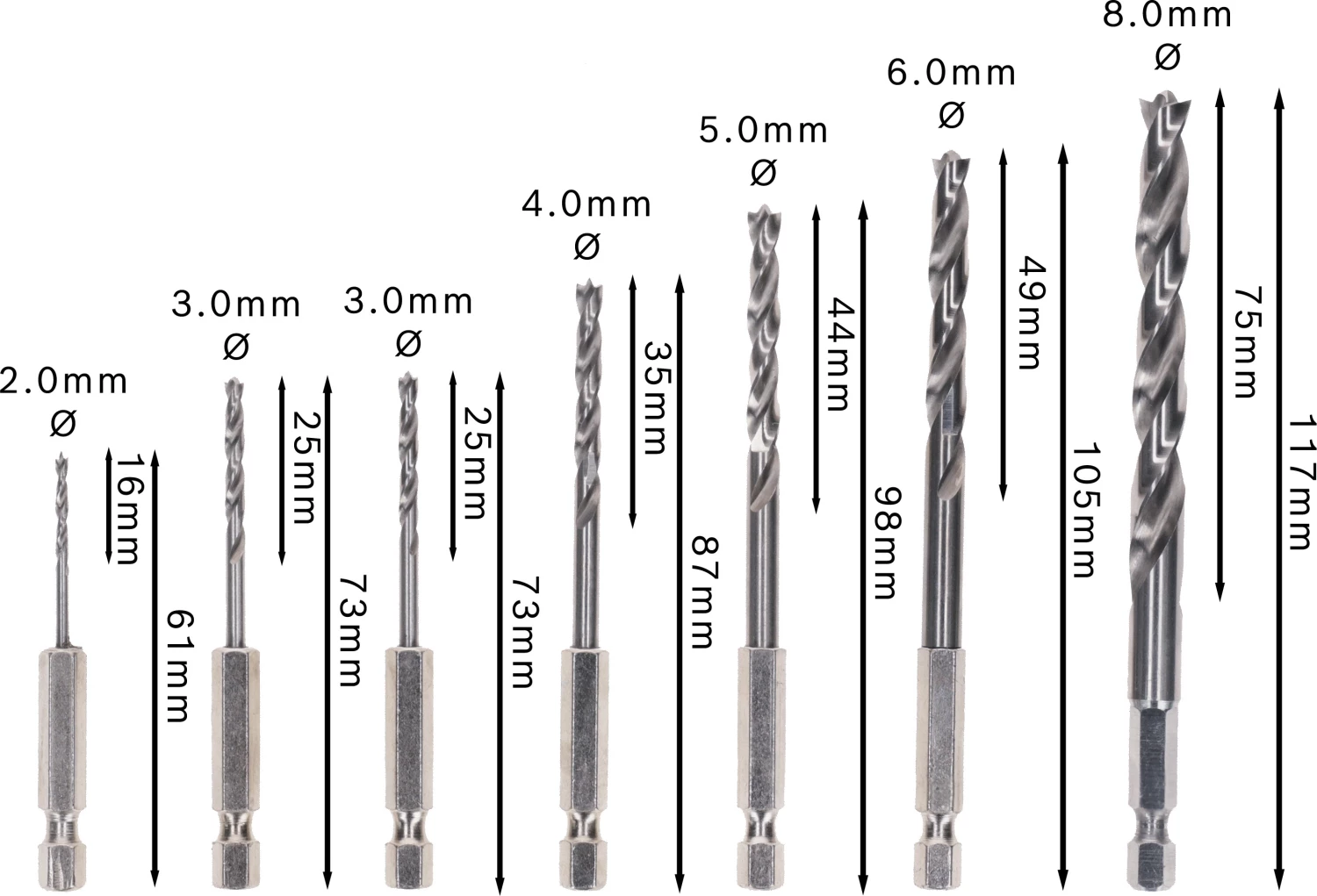 Bosch 2607019923 7-delige Robust Line Houtspiraalboor Set In Cassette - 2-8mm - Zeskant Opname thumbnail 4