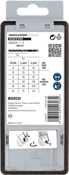 Bosch 2607019923 7-delige Robust Line Houtspiraalboor Set In Cassette - 2-8mm - Zeskant Opname - Detailed view of the product