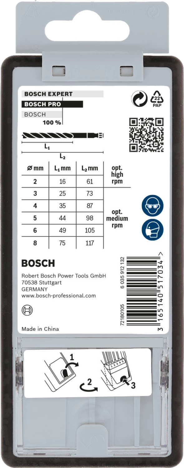 Bosch 2607019923 7-delige Robust Line Houtspiraalboor Set In Cassette - 2-8mm - Zeskant Opname thumbnail 3