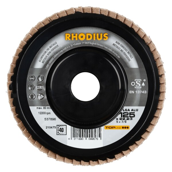 Rhodius 210475 LGA ALU K40 TOPline Lll Lamellenslijpschijf 125 X 22,23mm (10 St) K40 - Detailed view of the product