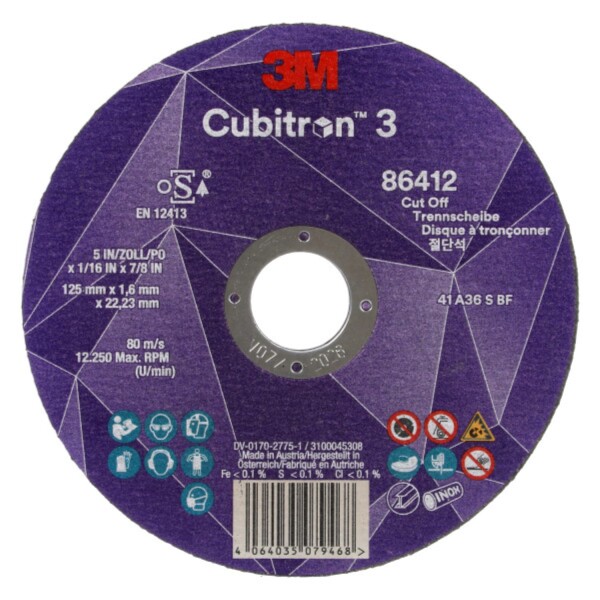 3M Cubitron™ 3 Doorslijpschijf - 125mm X 1,6mm X 22,23mm - K36 - T41 (25 Stuks) - Default image for the product