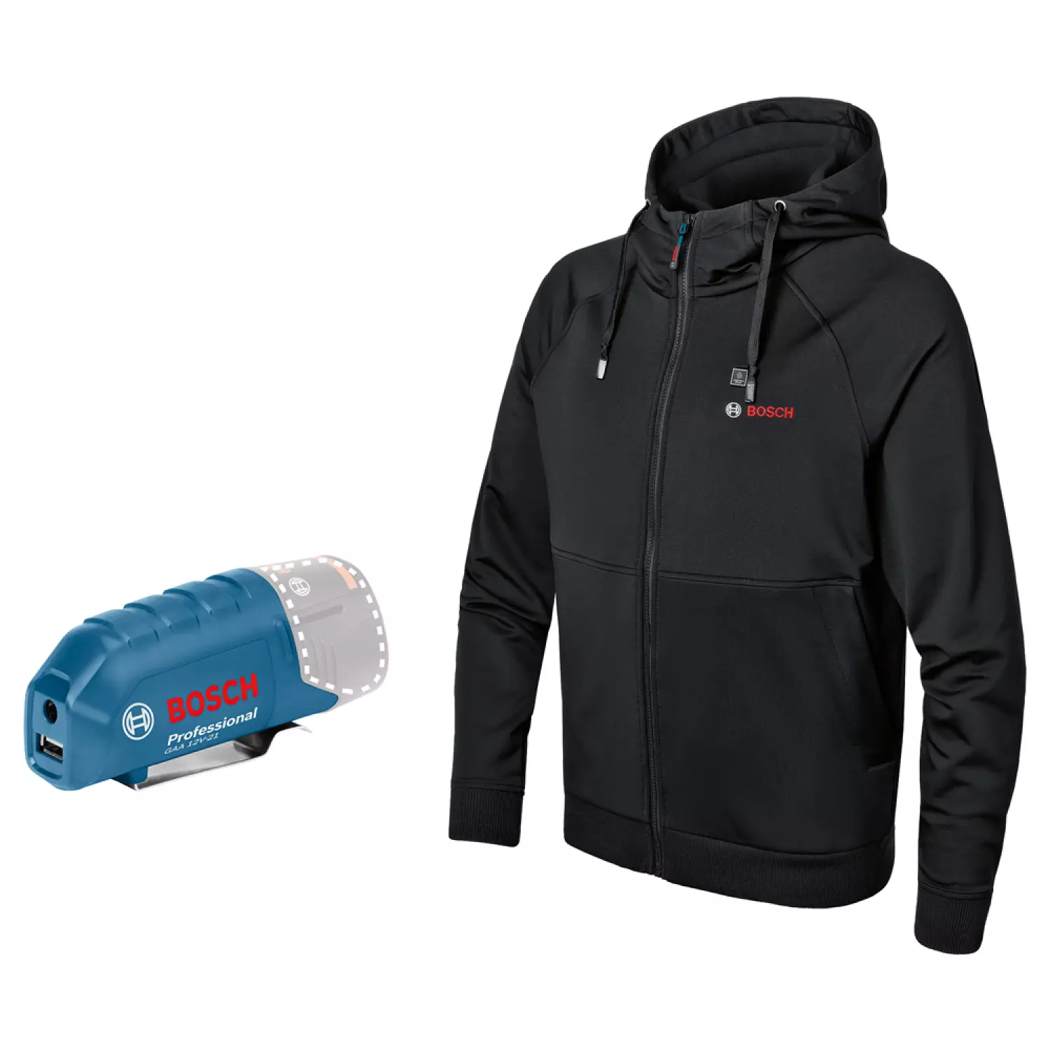 Bosch GHH 12+18V XA L 12V Li-Ion Accu Verwarmde Hoodie - Maat L afbeelding