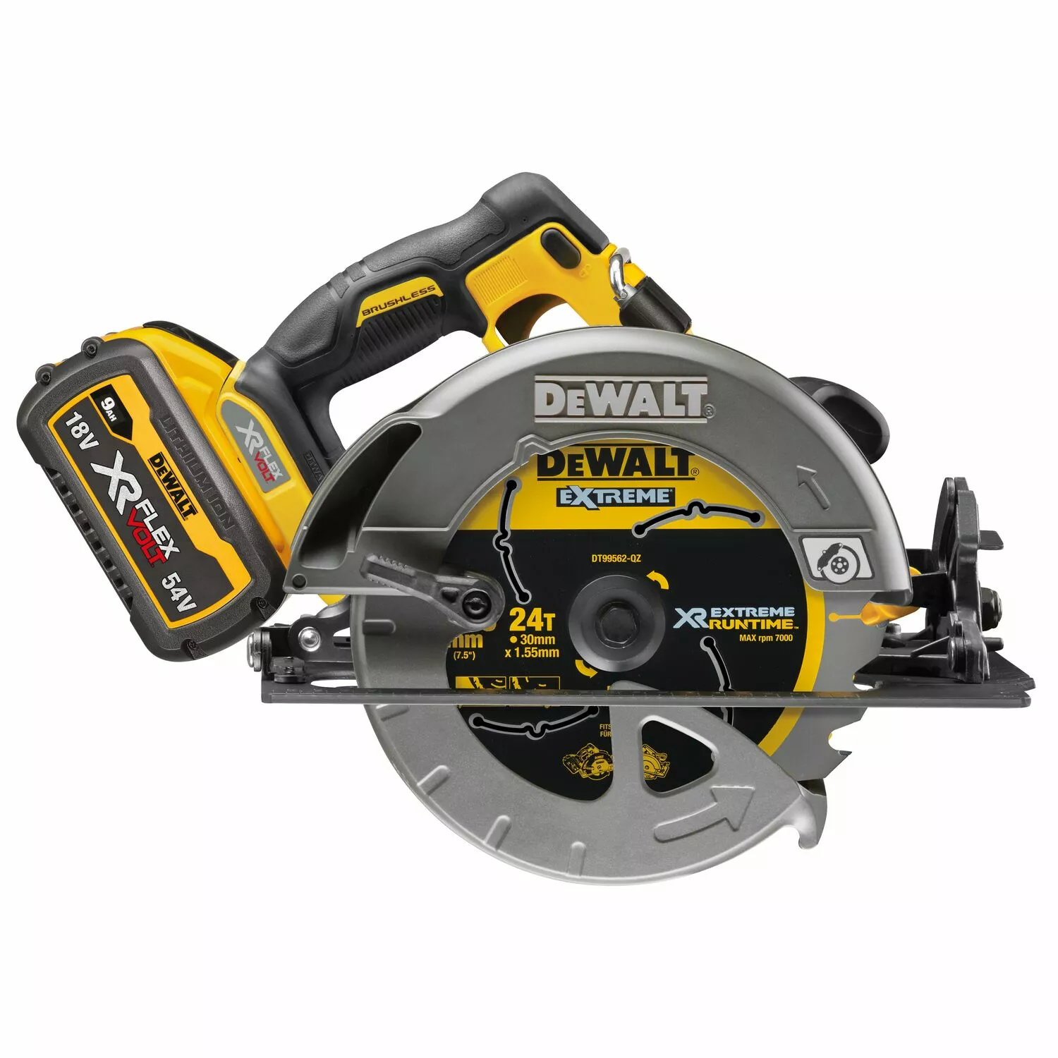 DeWALT DCS578X2-QW 54V Li-ion XR FlexVolt Accu Cirkelzaag Set (2x 9.0Ah) In TSTAK - 190mm thumbnail 3