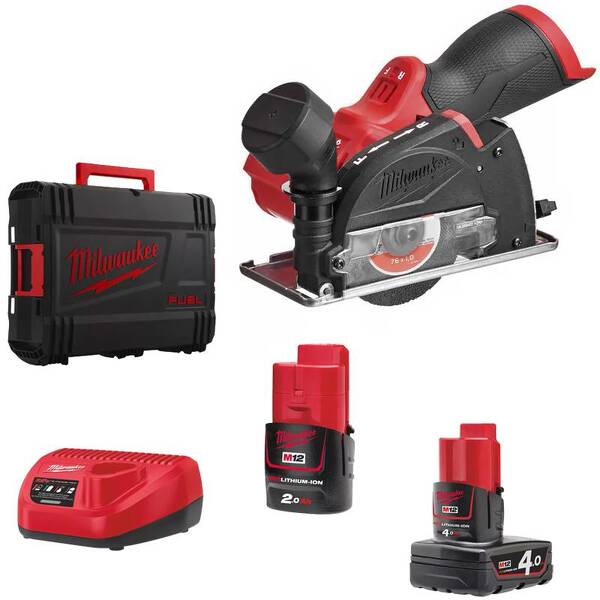 Milwaukee M12 FCOT-422X 12V Li-Ion Accu Haakse Slijper Set In HD Box (1x 4,0&2 Ah Accu) - Koolborstelloos - 10 X 76mm EAN: 4058546225643