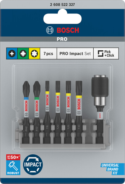 Bosch 2608522327 7 Delige Impact Control Bitset - PH2 / PZ2 / T15 / T20 / T25 / T30 - Detailed view of the product