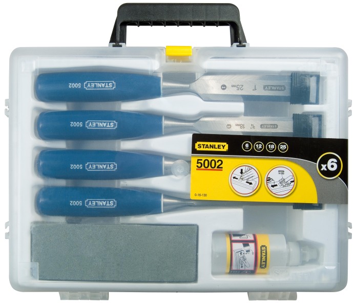 Stanley 0-16-130 6-delig Steekbeitelset Basic Met Olie En Slijpsteen - Detailed view of the product