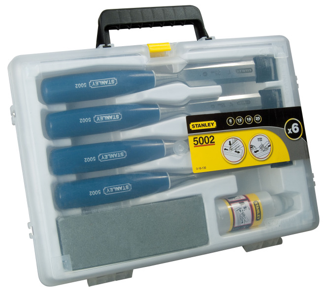 Stanley 0-16-130 6-delig Steekbeitelset Basic Met Olie En Slijpsteen - Detailed view of the product