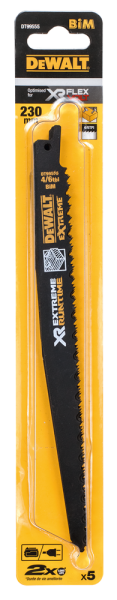 DeWALT DT99555 Reciprozaagblad - 230mm - Hout Met Spijkers (5st) - Detailed view of the product