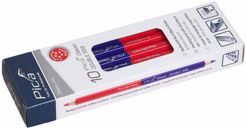 Pica PI559-10 Classic Dubbel Potlood - 175mm - Rood/Blauw (10st.) - Detailed view of the product