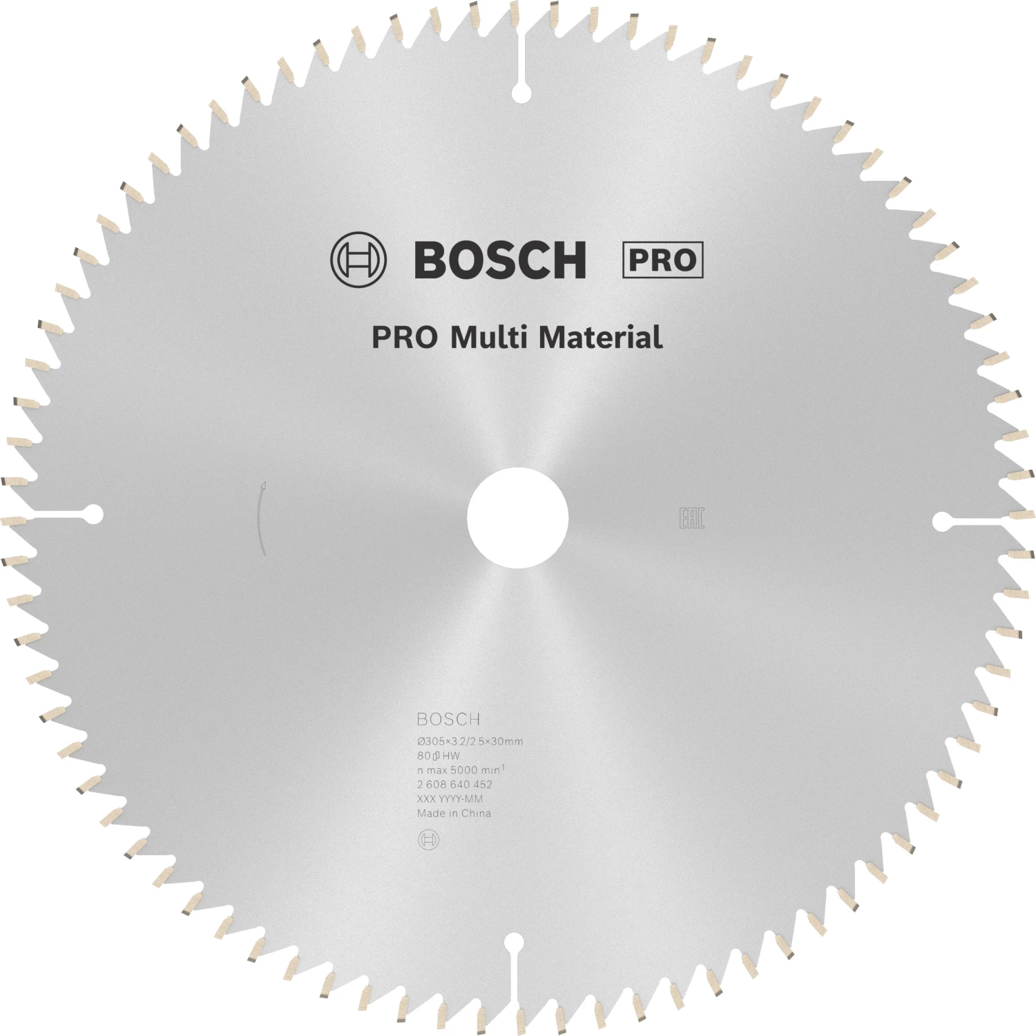 Bosch 2608640452 PRO Cirkelzaagblad - 305 X 30 X 80T - Multi Materiaal
