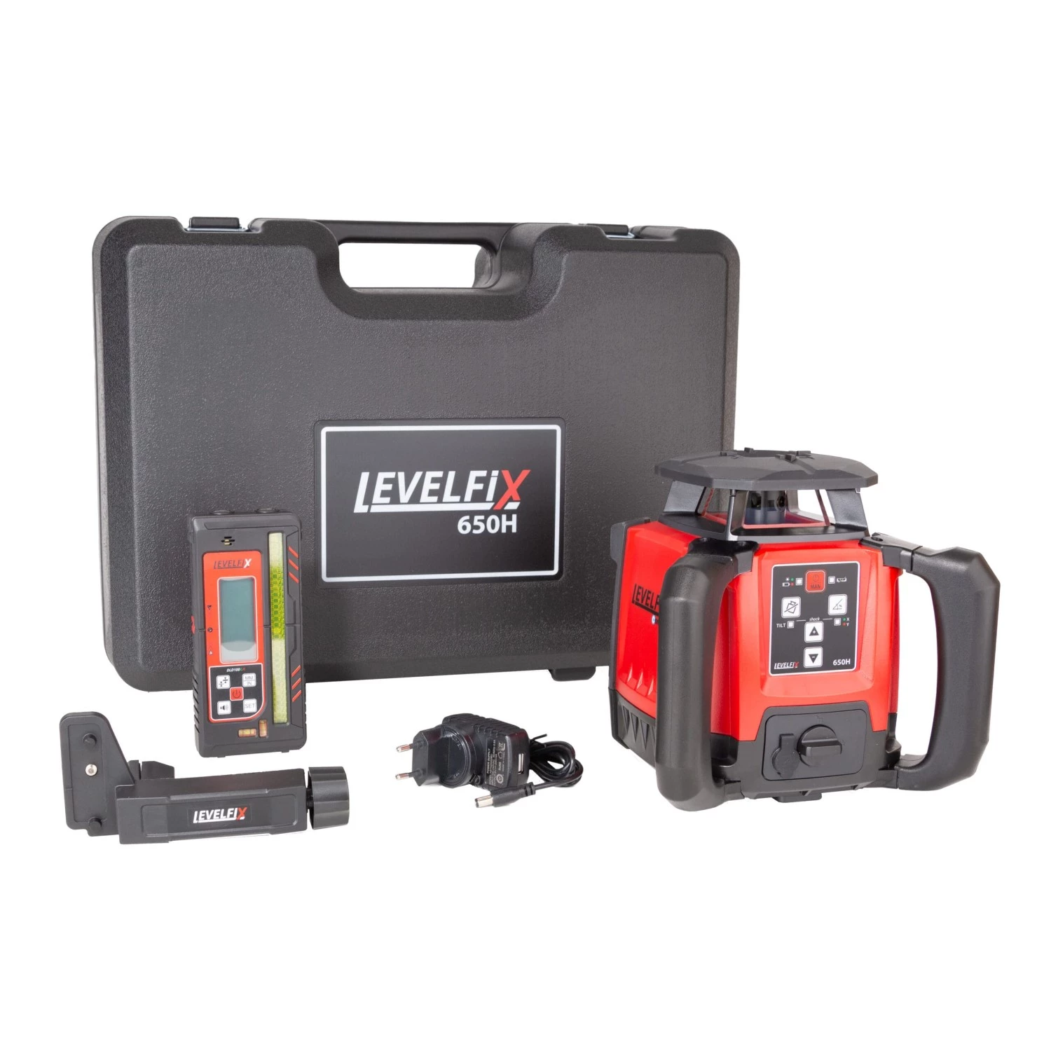 Levelfix 650H Roterende Laser Set Incl. Ontvanger In Koffer - Rood - 600m - IP66