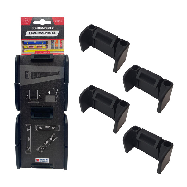 StealthMounts OM-LM-XL-BLK-2 Level Mounts XL Universele Houder - Zwart - 4-pack