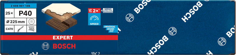 Bosch 2608901146 EXPERT Schuurvel C470 Best For Wood And Paint - 225mm - K40 - 19 Gaten (25st) - Detailed view of the product
