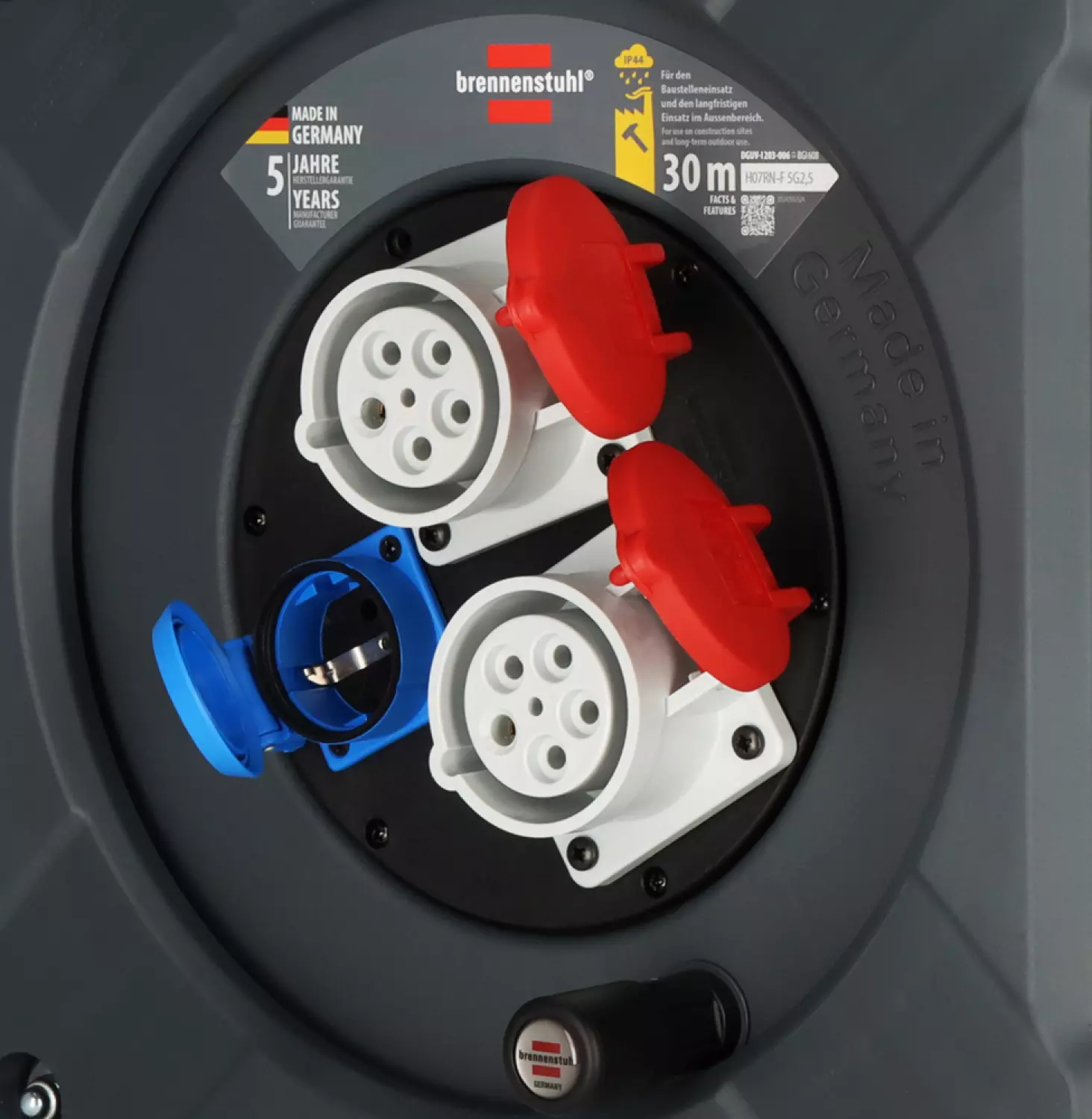 Brennenstuhl Professional KD 3200 C7 Bouwplaats Cube H07RN-F5G2,5 1x230V + 2x400V/16A - 30m - Zwart thumbnail 4