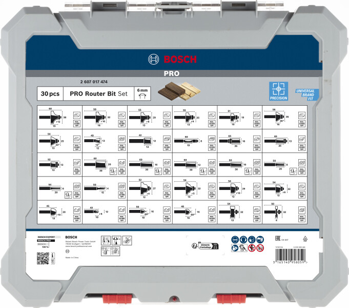 Bosch 2607017474 30-delige Frezenset In Cassette - 6mm - Detailed view of the product