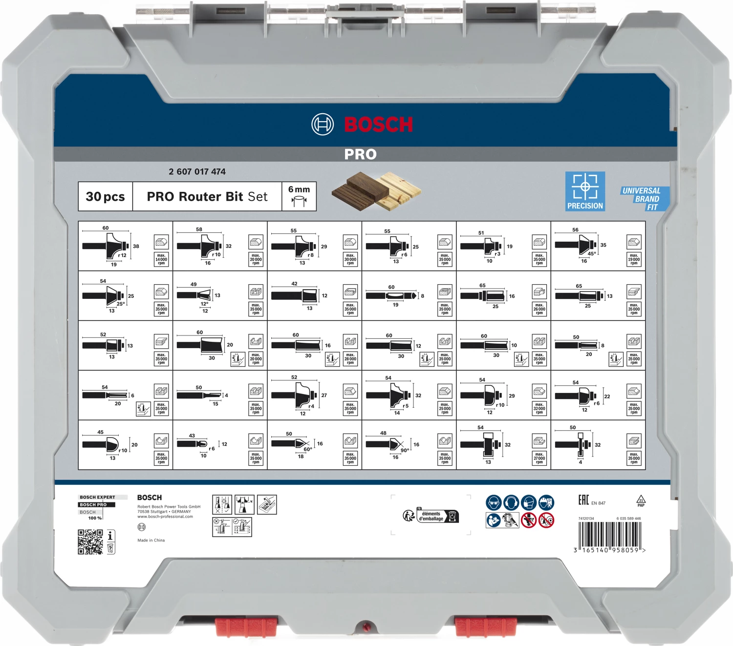 Bosch 2607017474 30-delige Frezenset In Cassette - 6mm thumbnail 3