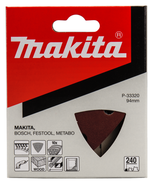 Makita P-33320 Deltaschuurvel Red - K240 - 94x94x94mm (10st) - Detailed view of the product