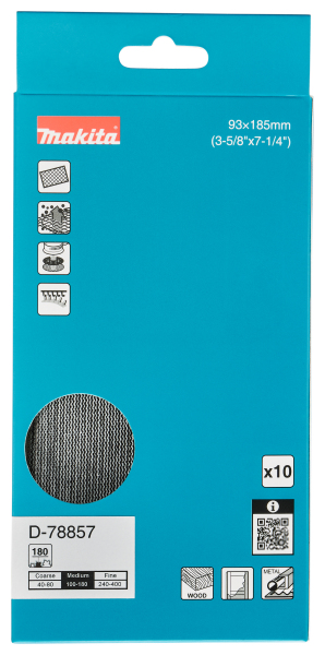 Makita D-78857 Schuurgaas 93x185mm - K180 (10st) - Detailed view of the product