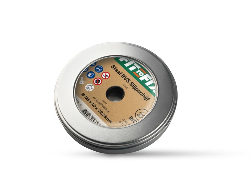 Fit-to-Fix Staal RVS Slijpschijf - 125mm - 10st In Blik - Detailed view of the product