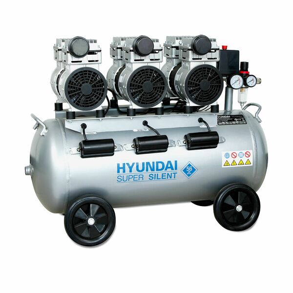 Hyundai 55757 Stille Compressor - 70L - 8bar - Detailed view of the product