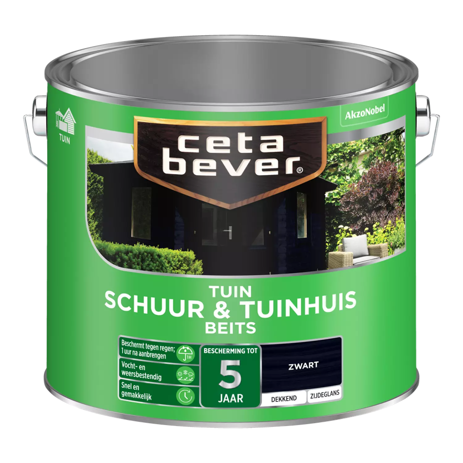 Cetabever Schuur&Tuinhuis Beits Dekkend - Zwart - 2,5L
