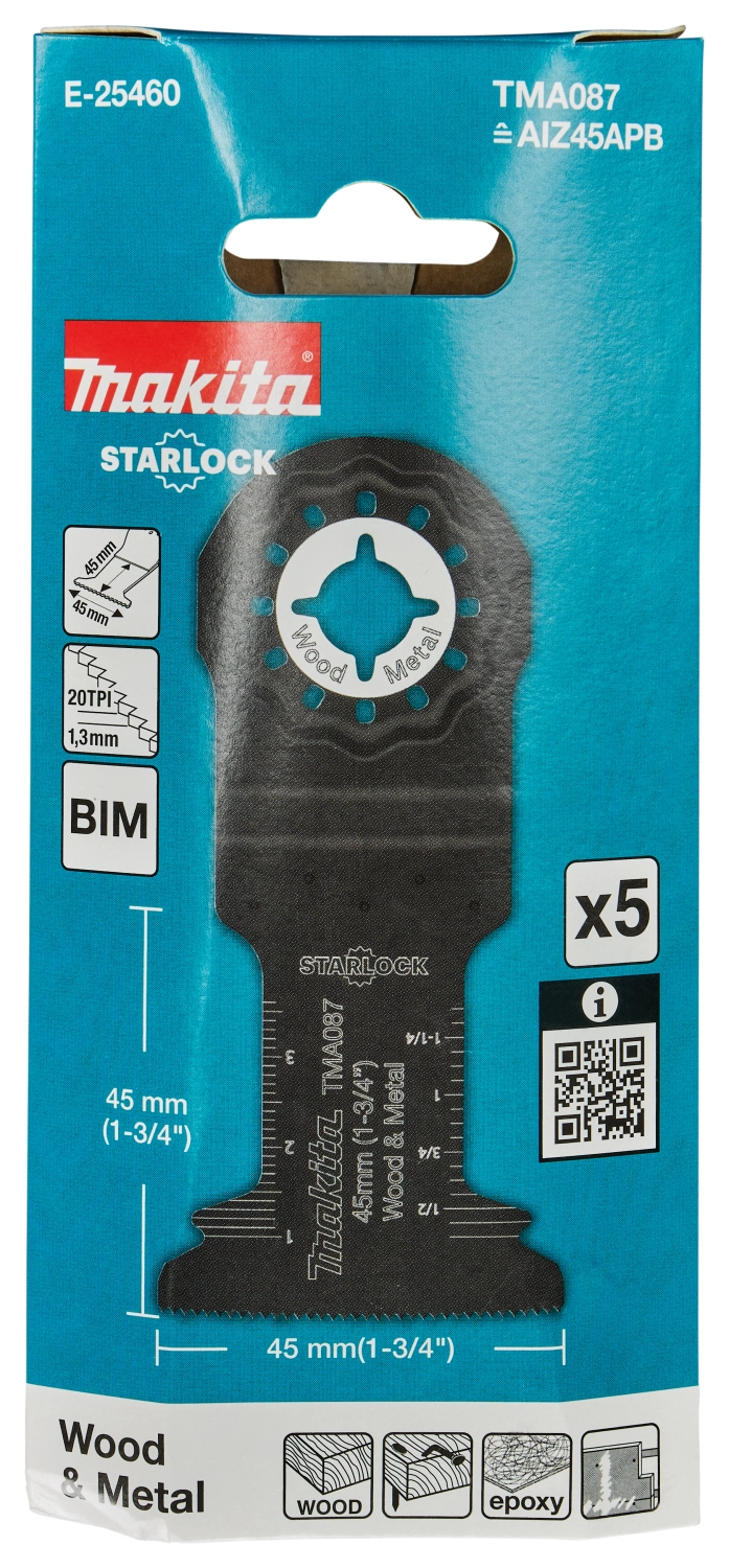 Makita E-25460 TMA087 Invalzaagblad 45x45mm - Hout En Staal (5st) thumbnail 4