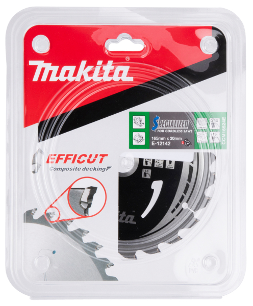 Makita E-12142 Efficut Cirkelzaagblad WPC - 165x20x1,5mm 24T - Detailed view of the product