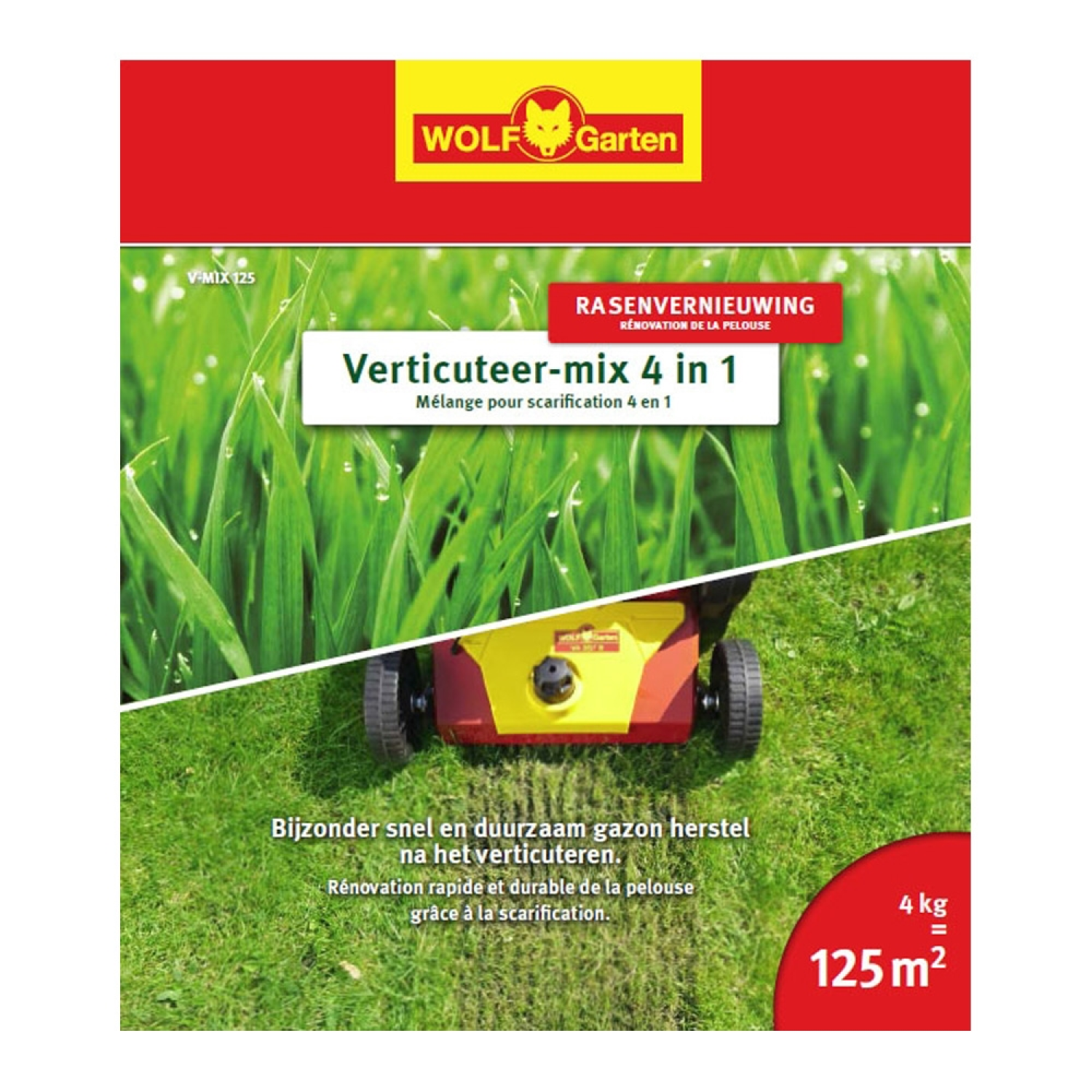 WOLF-Garten V-MIX 125 4-in-1 Verticuteermix Voor Ca. 125m² - 4kg