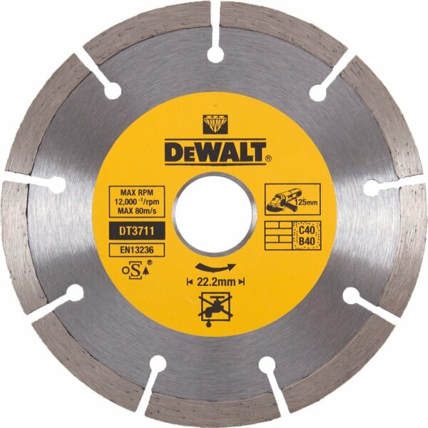 DeWALT DT3711 Diamantdoorslijpschijf - 125 X 22,23 X 1,8mm - Beton - Steen